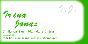 irina jonas business card